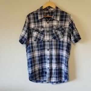 Metal Mulisha Men's Medium Plaid Button Down Short Sleeve Shirt Double Pocket